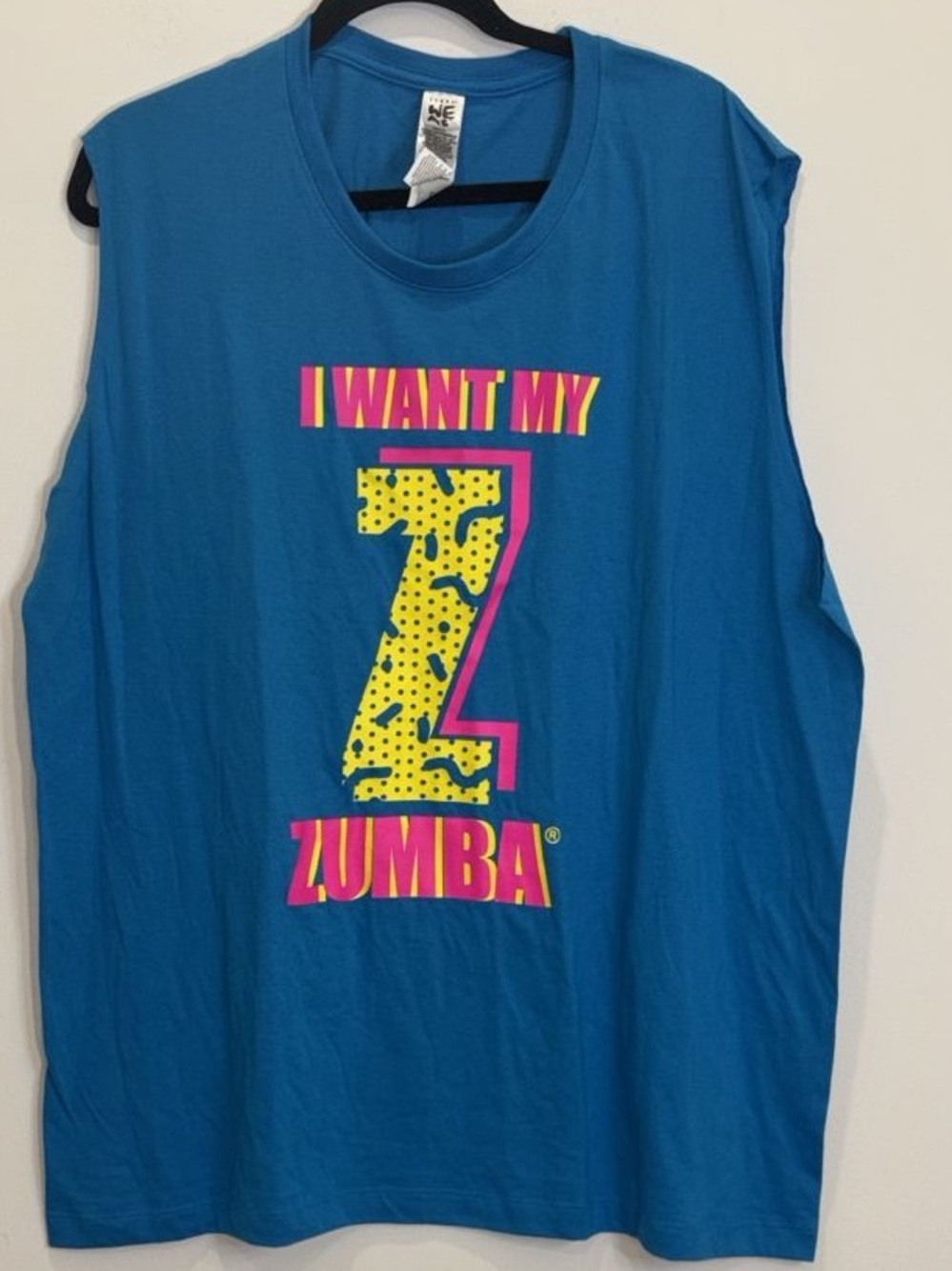 Zumba Wear Men's Blue Muscle Tank Size XL/XXL Retro Graphic Shirt